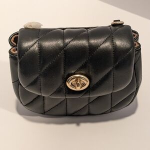 NWT Small Coach Black Quilted Turnlock Card Case - New From Coach Outlet Tags